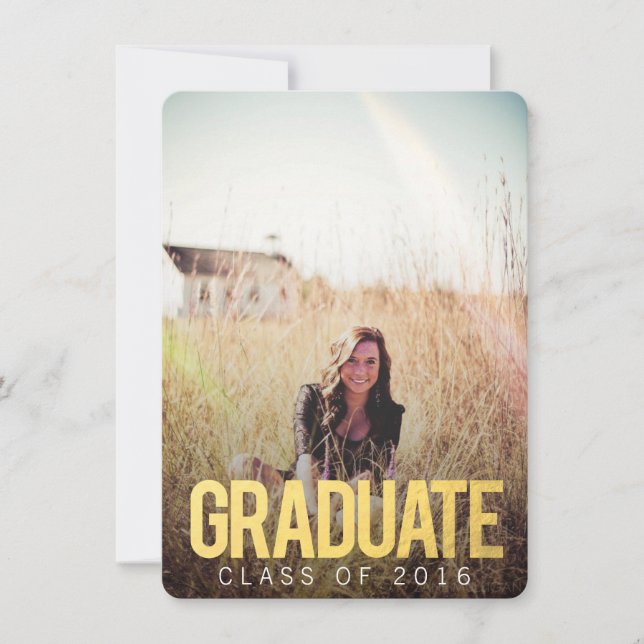 GOLD CLASS OF 2016 GRADUATION PHOTO INVITE (Front)