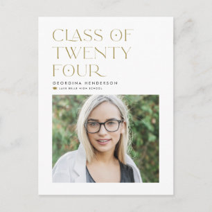 Gold Class of 2022 Modern Minimalist Graduation Postcard