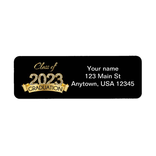 Gold Class of 2023 Graduation Return Address Label (Front)