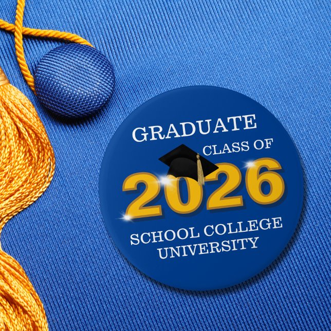 Gold Class of 2026 Graduation 7.5 Cm Round Badge (Creator Uploaded)