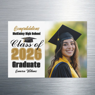 Gold Class of 2026 Graduation Photo Magnet Card