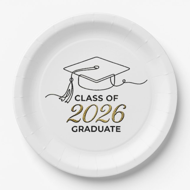 Gold Class of 2026 Paper Plate (Front)