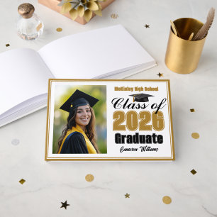 Gold Class of 2026 Photo Small Graduation Guest Book