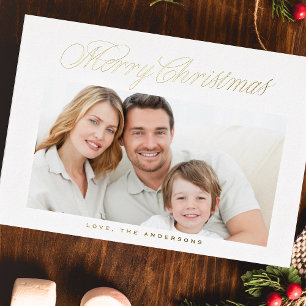 Gold Classic Calligraphy Merry Christmas Photo