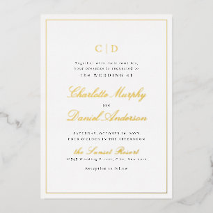 Gold Classic Elegance Script Monogram Wedding