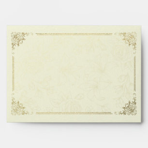 Gold Classic Floral Frame Rose Watermark Wedding Envelopes