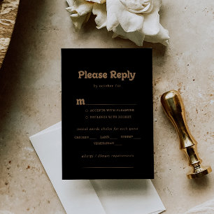 Gold Classic Minimal Wedding Menu Choice RSVP