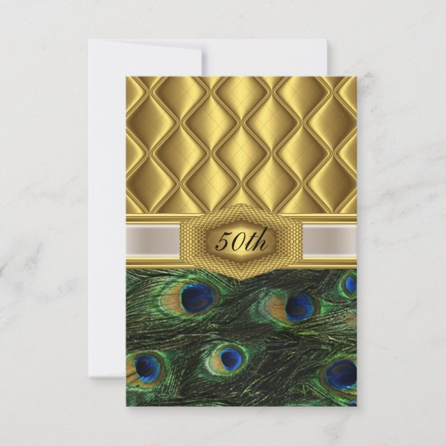 Gold  classic Peacock Birthday Invitation (Front)