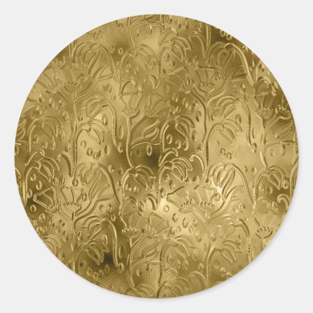 Gold Classic Round Sticker (Front)