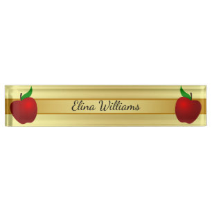 Gold Classic Teacher Red Apple Kindergarten Nameplate