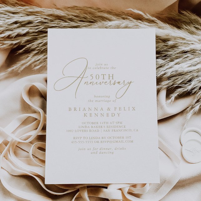 Gold Classy Chic 50th Wedding Anniversary  Invitation (Creator Uploaded)
