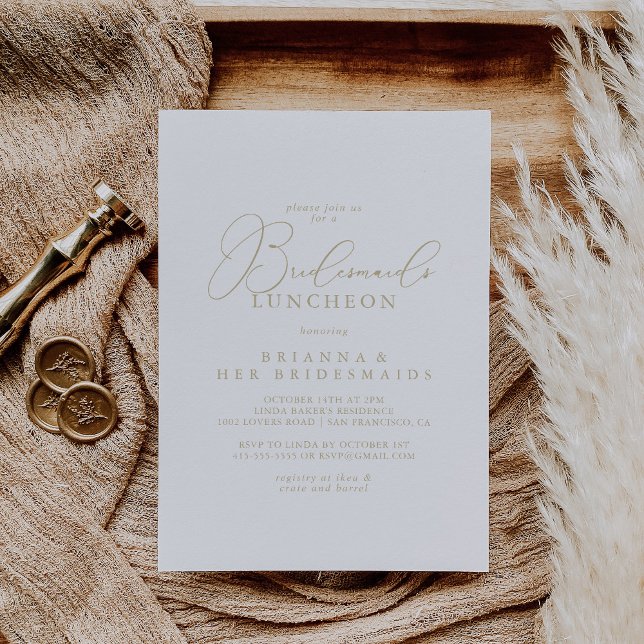 Gold Classy Chic Bridesmaids Luncheon Shower Invitation (Creator Uploaded)