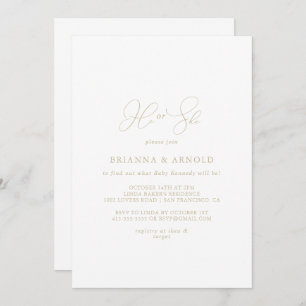 Gold Classy Chic He or She Gender Reveal Invitation