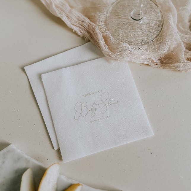 Gold Classy Chic Minimalist Baby Shower  Napkin (Creator Uploaded)