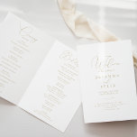 Gold Classy Chic Minimalist Folded Wedding  Programme<br><div class="desc">This gold classy chic minimalist folded wedding program is perfect for a rustic wedding. The simple and elegant design features classic and fancy script typography in gold. 

Include a quote or short message,  order of service,  wedding party and thank you message.</div>