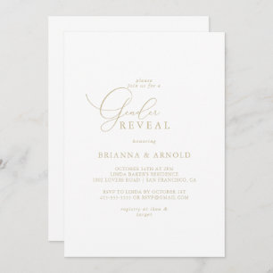 Gold Classy Chic Minimalist Gender Reveal Party Invitation