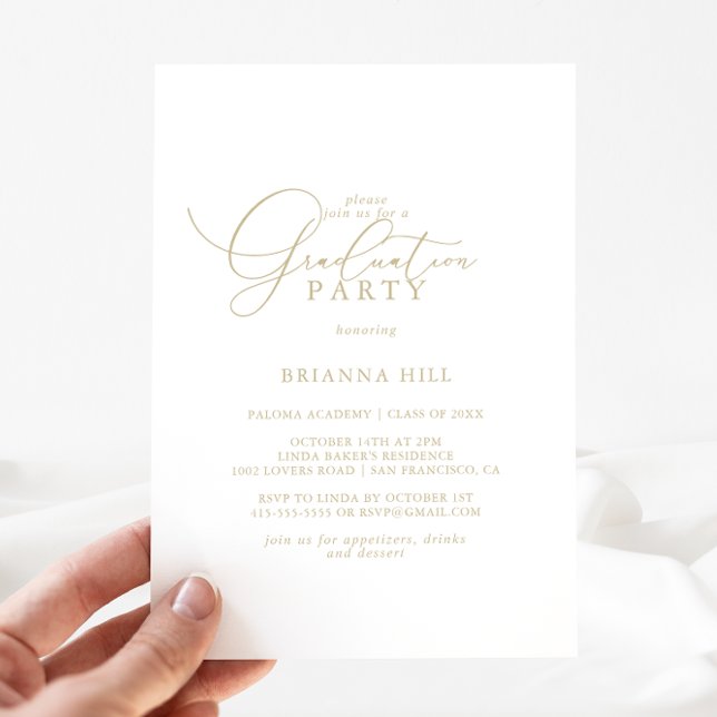 Gold Classy Chic Minimalist Graduation Party  Invitation (Creator Uploaded)