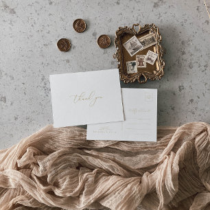 Gold Classy Chic Minimalist Thank You Postcard