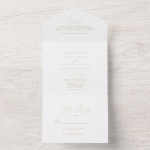 Gold Classy Chic Minimalist Wedding   All In One Invitation