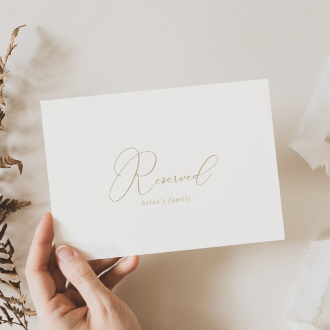 Gold Classy Chic Minimalist Wedding Reserved Sign (Creator Uploaded)