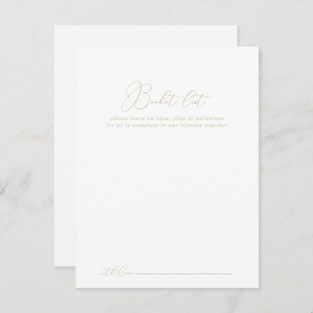 Gold Classy Chic Wedding Bucket List Cards (Front/Back)