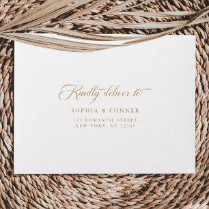 Gold Classy Wedding Pre-Printed Address RSVP Envelope