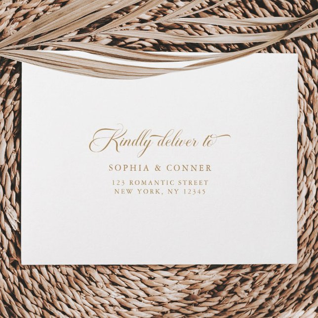 Gold Classy Wedding Pre-Printed Address RSVP Envelope (Creator Uploaded)