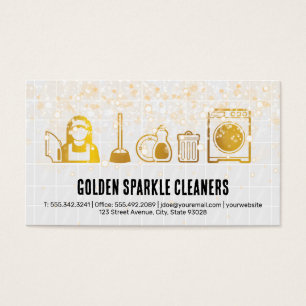 Gold Cleaning Icons   Tiles   Bubbles Sparkles