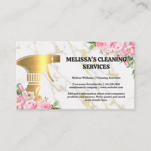 Gold Cleaning Spray Flowers Business Card