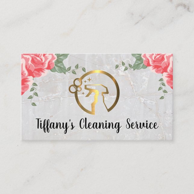Gold Cleaning Spray | Marble Roses | Maid Business Card (Front)