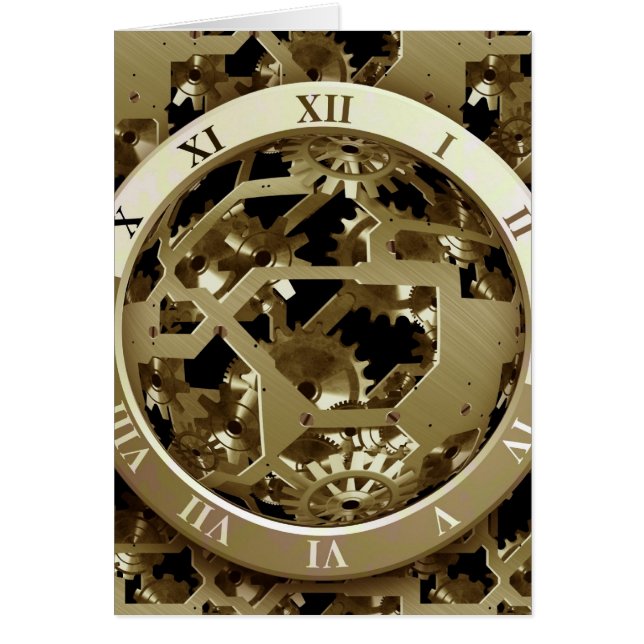 Gold Clocks and Gears Steampunk Mechanical Gifts (Front)
