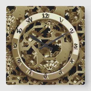 Gold Clocks and Gears Steampunk Mechanical Gifts
