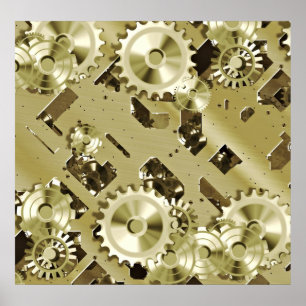 Gold Clockwork controls 2 Poster