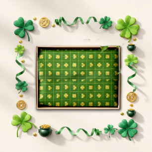 Gold Clover Grid Green St. Patrick’s Tissue Paper