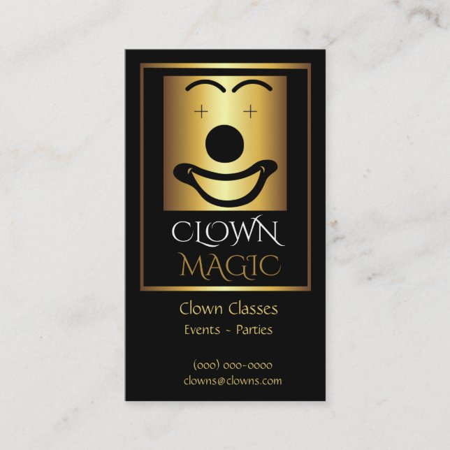 Gold Clown Logo Business Card (Front)