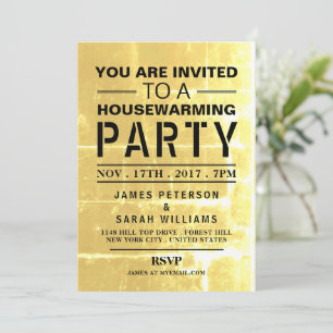 Gold Club Poster Housewarming Party Invitation