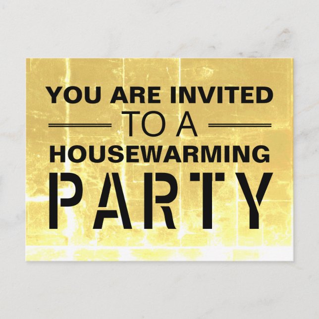 Gold Club Poster Housewarming Party Invitation Postcard (Front)