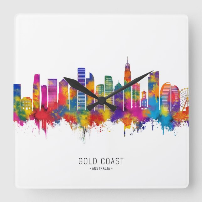 Gold Coast Australia Skyline Square Wall Clock (Front)