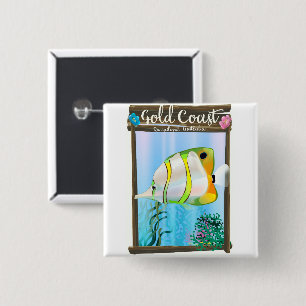 Gold Coast Australia travel poster. 15 Cm Square Badge