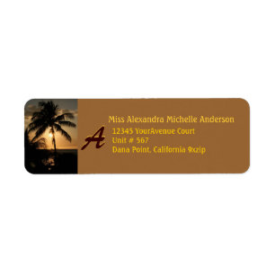 Gold Coast Sunset Palm Tree with Monogram
