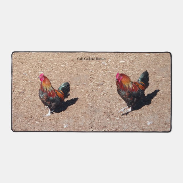 Gold Cockerel Rooster desk mat (Front)