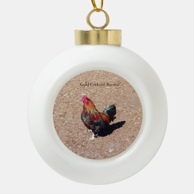 Gold Cockerel Rooster ornament (Front)