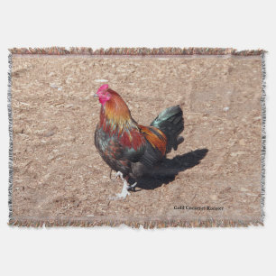 Gold Cockerel Rooster Throw Blanket