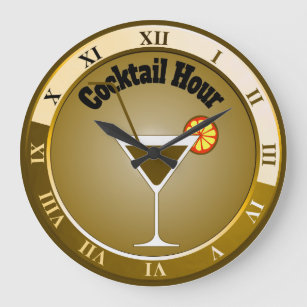 Gold Cocktail Hour Bar Clock