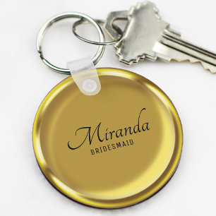 Gold Coin Elegant Luxury Bridesmaid Wedding Favour Key Ring