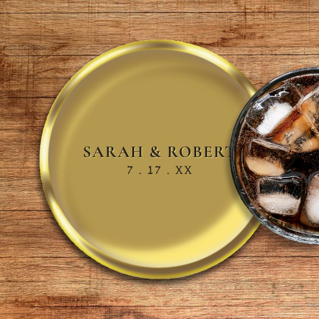 Gold Coin Elegant Luxury Wedding Round Paper Coaster (Gold Coin Elegant Luxury Wedding Round Paper Coaster
)