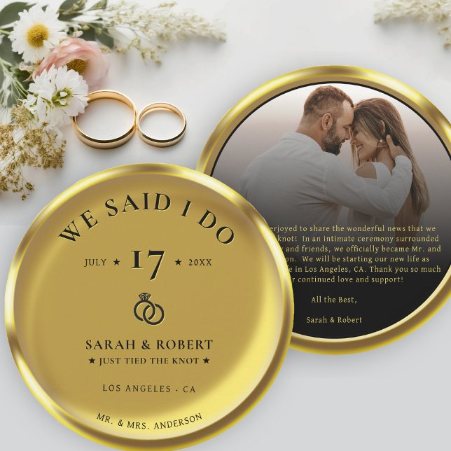 Gold Coin Elegant Photo Wedding Announcement (Gold Coin Elegant Photo Wedding Announcement)