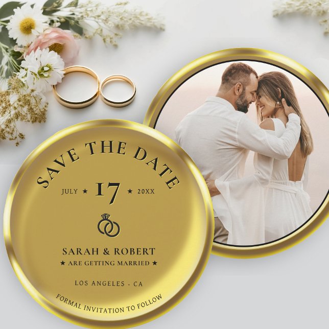 Gold Coin Elegant Photo Wedding Save The Date (Gold Coin Elegant Photo Wedding Save The Date)