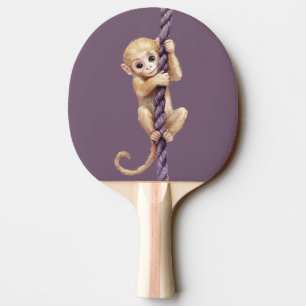 Gold Coin Monkey Purple Rope Ping Pong Paddle