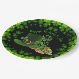 Gold Coins & Shamrocks St. Patrick's Day Paper Plate